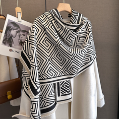 Cashmere Scarf 185x65 Black White Style Wool Business Style Shawl Wrap Pashmina S74