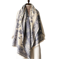 Cashmere Scarf 185x65 Grey Beige Style Wool Business Style Shawl Wrap Pashmina S79