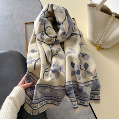Cashmere Scarf 185x65 Grey Beige Style Wool Business Style Shawl Wrap Pashmina S79