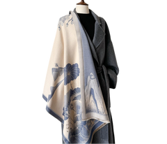 Cashmere Scarf 185x65 blue beige Asian Style Style Wool Business Style Shawl Wrap Pashmina S84