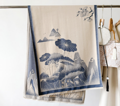 Cashmere Scarf 185x65 blue beige Asian Style Style Wool Business Style Shawl Wrap Pashmina S84