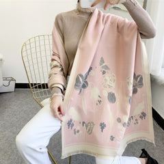 LA FERANI Cashmere Scarf 180x65 Rose Wool Shawl Wrap Stole Pashmina S9