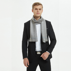 Men Silk scarf Grey 160x30 ZH3