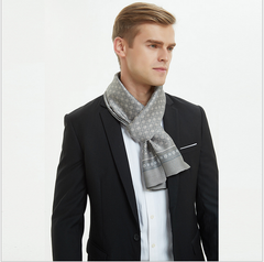 Men Silk scarf Grey 160x30 ZH3