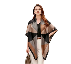 180x90 Viskose Halstuch Schal mit Leinen Beige Schwarz N108