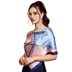 90x90 Seidentuch blau rosa N10