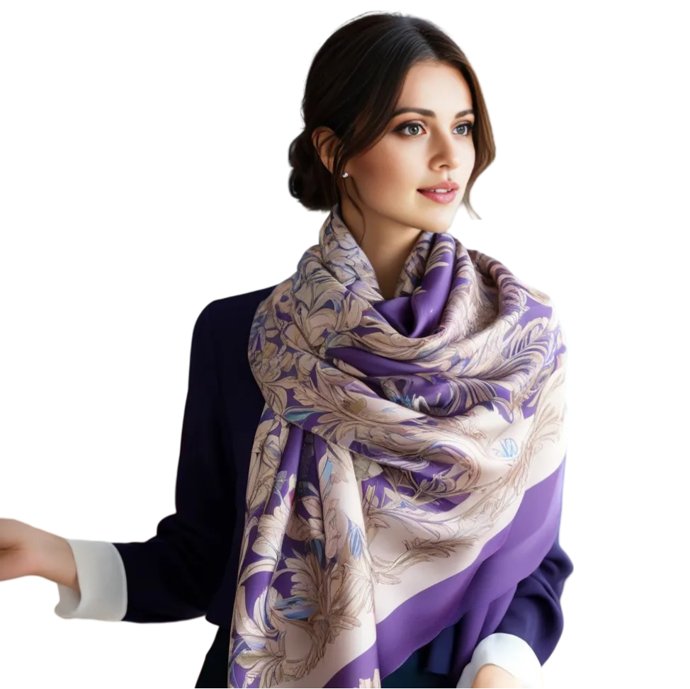 Cashmere Scarf 200x70 Purple Asia Style Wool Stole Shawl Wrap Pashmina M1