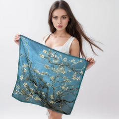53x53 Silk Scarf Van Gogh Landscape Green Style Bandana Silk Stole Foulard N293
