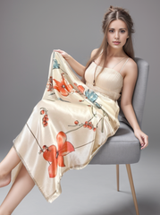 90x90 Silk Scarf white flowers Business Stole Style Foulard Shawl N278