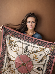 LA FERANI 90x90 Silk Scarf Gold Business Neck Shawl Stole Wrap Foulard N54