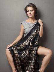 Silk Scarf 90x90 Beige Silk Classic Shawl Wrap Foulard Bandana N9