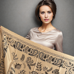 Silk Scarf 90x90 Beige Silk Classic Shawl Wrap Foulard Bandana N9