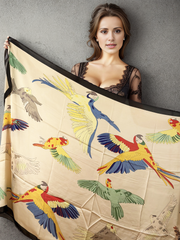 180x90 Silk Scarf Green Yellow Parrot Summer thin Silk Stole Style Foulard Shawl LA