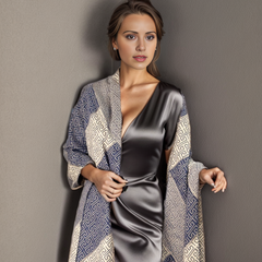 Cashmere Scarf 180x65 Blue Beige Asian Style Wool Shawl Wrap Stole Pashmina S25