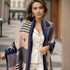 Cashmere Scarf 180x65 Purple Horse Print Wool Shawl Wrap Stole Pashmina N100