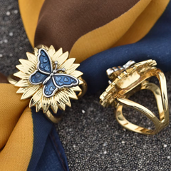 Silk Scarf ring clip slide holder pin Accessory Jewelry butterfly gold R2