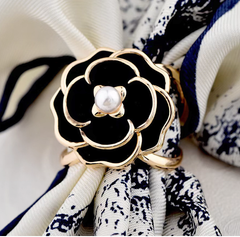 Silk Scarf ring slide holder ring pin Accessory Jewelry black white R3