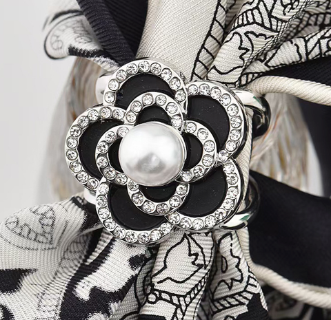 Silk Scarf ring slide holder pin Accessory Jewelry white black for 70x70 90x90 R5