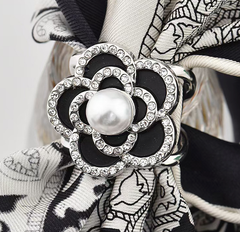 Silk Scarf ring slide holder pin Accessory Jewelry white black R5