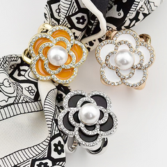 Silk Scarf ring slide holder pin Accessory Jewelry white black R5