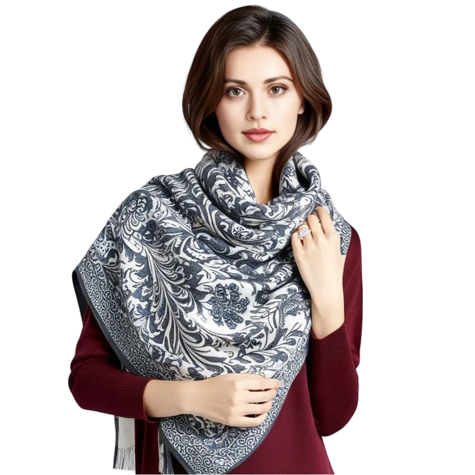 Cashmere Scarf 200x70 Blue Style Wool Stole Shawl Wrap Pashmina M1