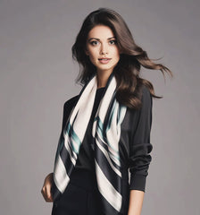 180x90 Silk Scarf business Style White Stole Shawl Foulard M2