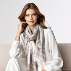 180x90 Silk Scarf business Style Beige Stole Shawl Foulard M2