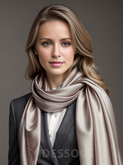 LA FERANI 180x90 100% Silk Scarf Grey White Silk Stole Business Style Foulard N192